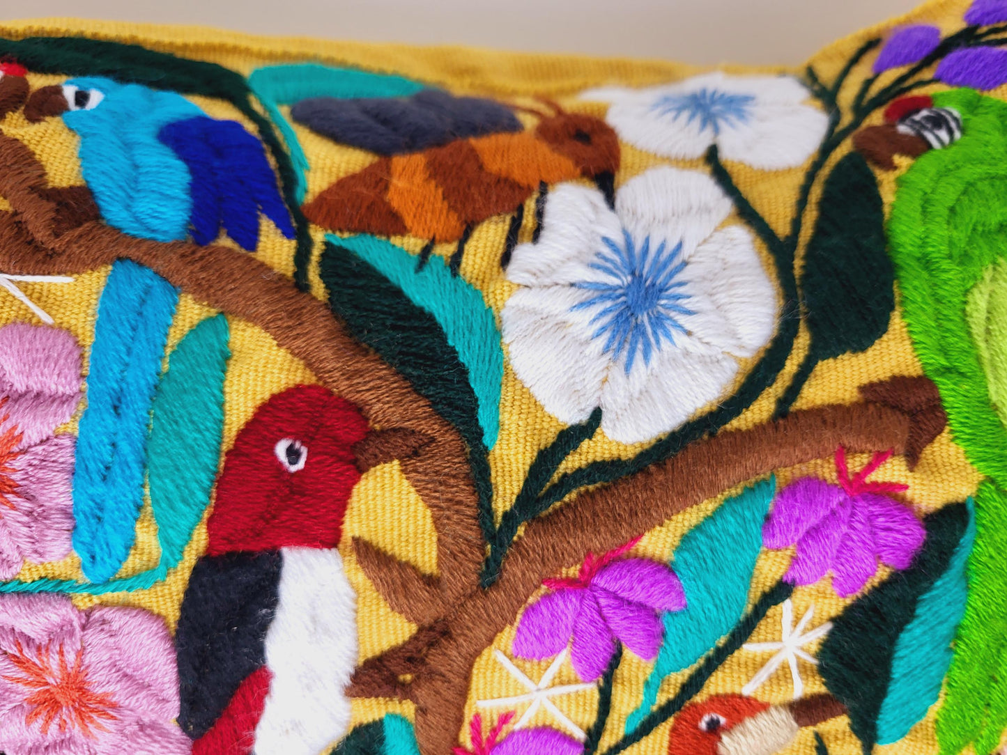 mexikanisches Zierkissen Couchkissen mit Tiermotiven handgewebt & bestickt