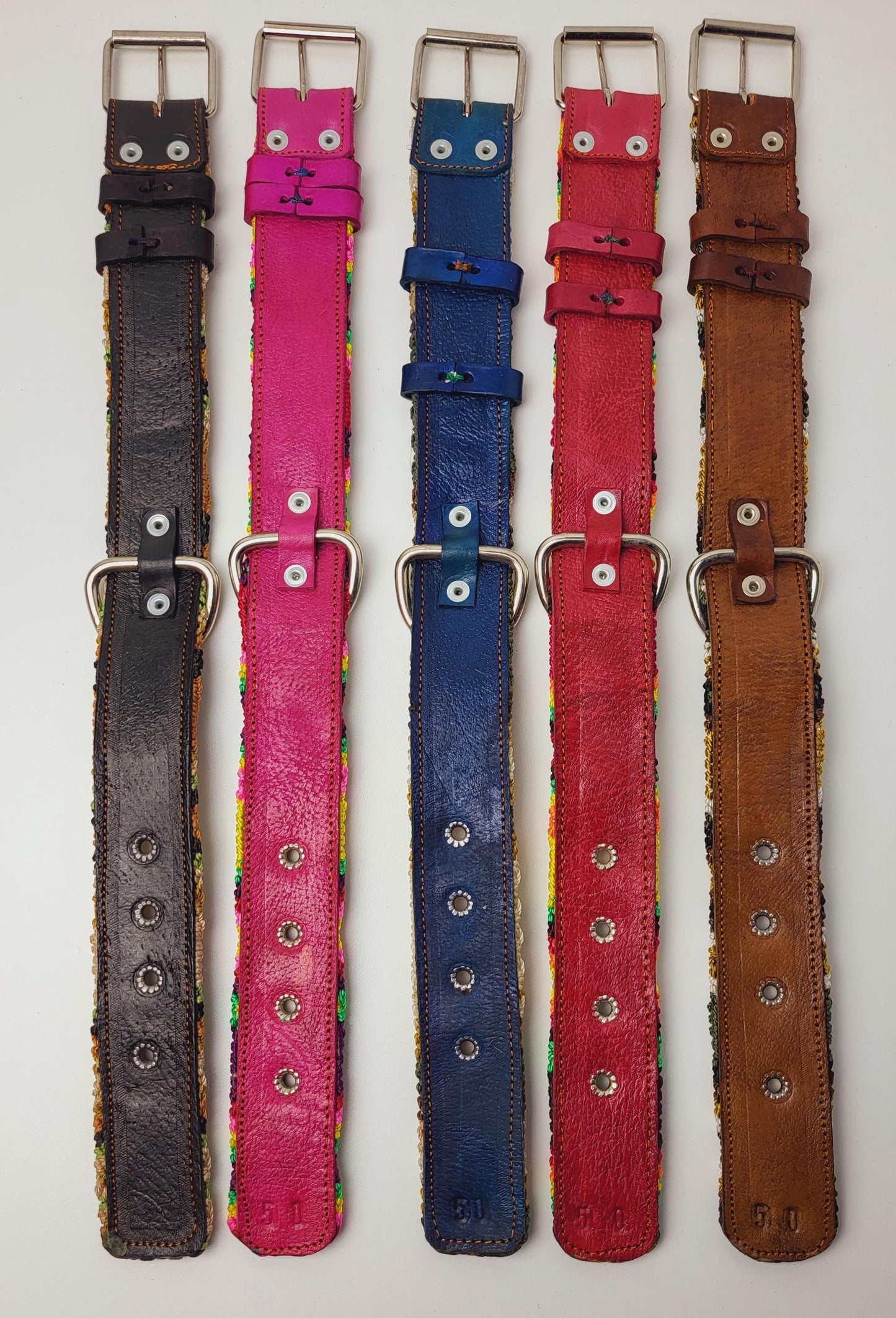 Dog collar 50 cm made of leather, neck circumference 30 cm - 39 cm, Mexican dog collar handmade