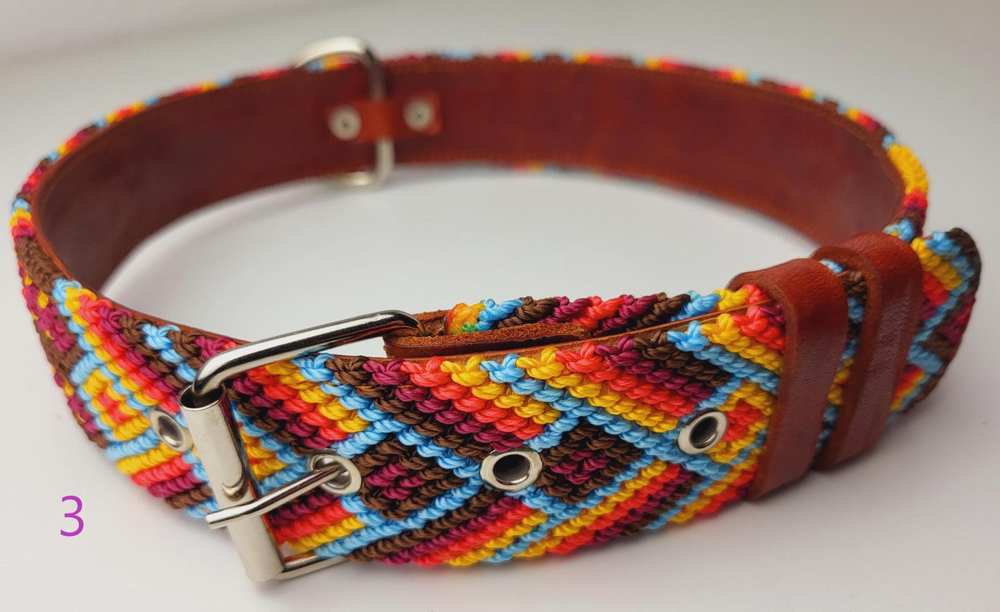 Hundehalsband XXL, 80 cm aus Leder, Halsumfang 59 cm - 69 cm, mexikanisches Hundehalsband handgefertigt