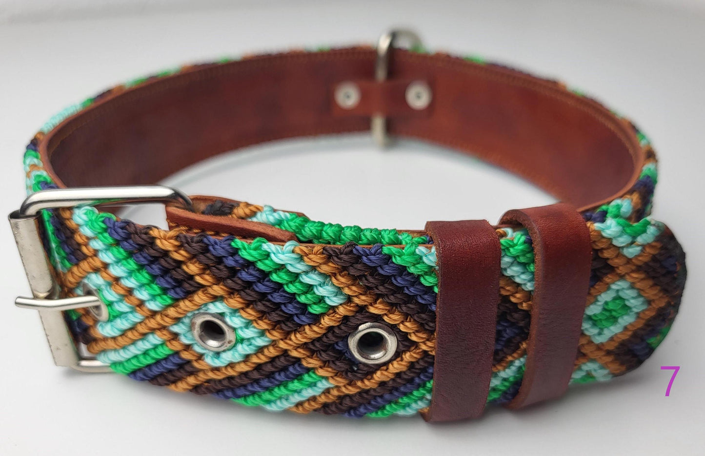 Dog collar 70 cm made of leather, neck circumference 48 cm - 58 cm, Mexican dog collar handmade