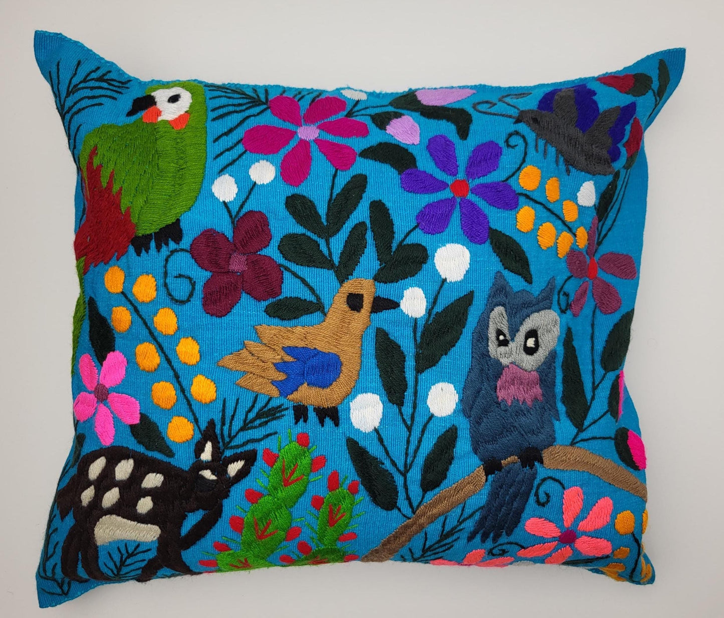 mexikanisches Zierkissen Couchkissen mit Tiermotiven handgewebt & bestickt