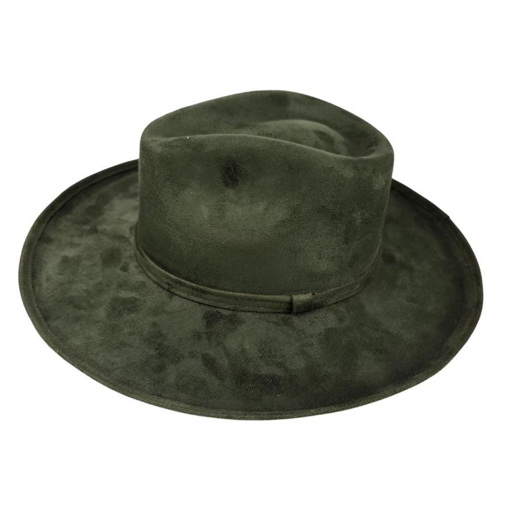 Grüner Fedora Hut mit gebogener Krempe, grüner Hut, Damen Hut, Herren Hut
