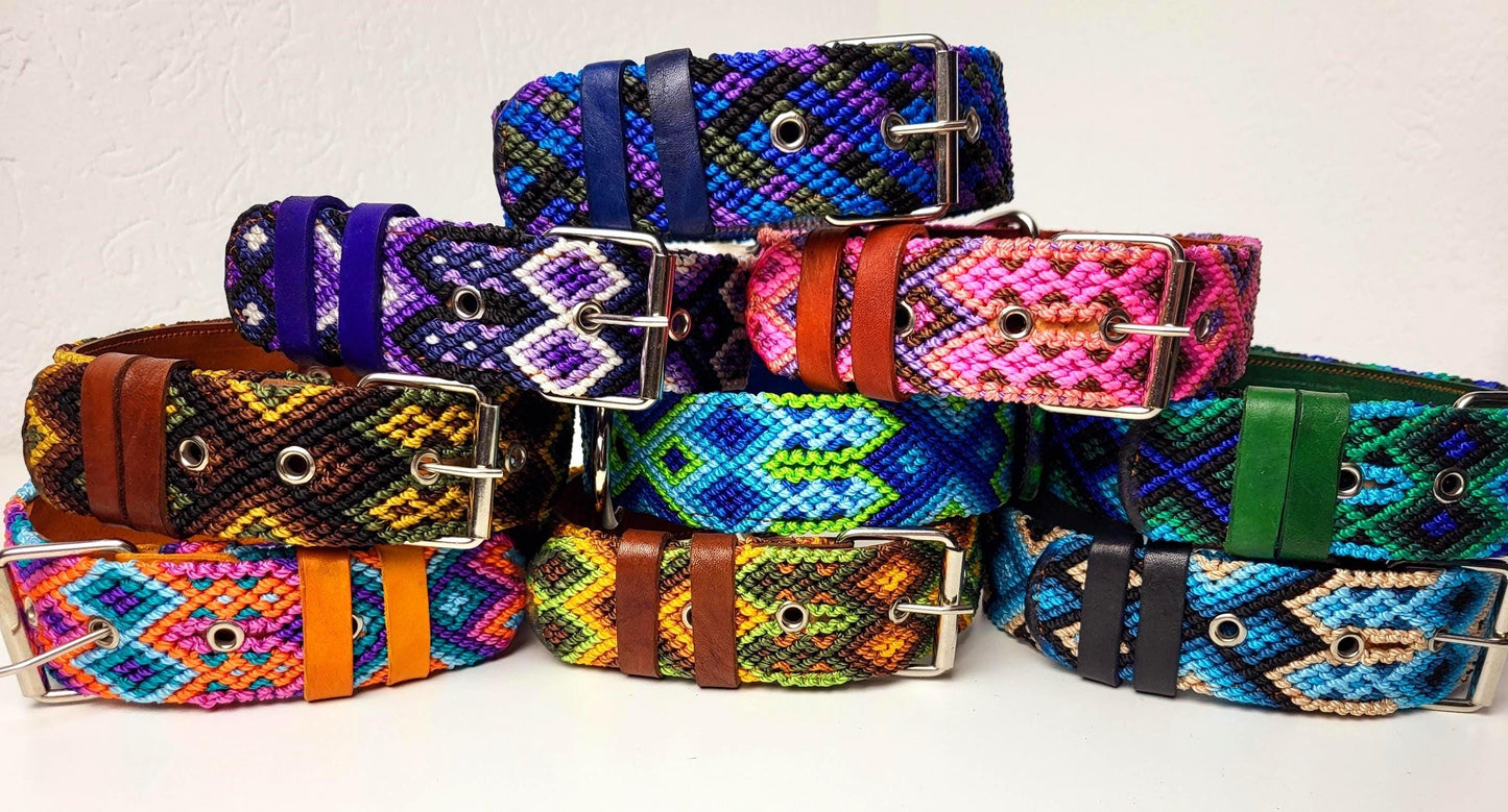 Hundehalsband L 60 cm aus Leder, Halsumfang 40 cm - 48 cm, mexikanisches Hundehalsband handgefertigt