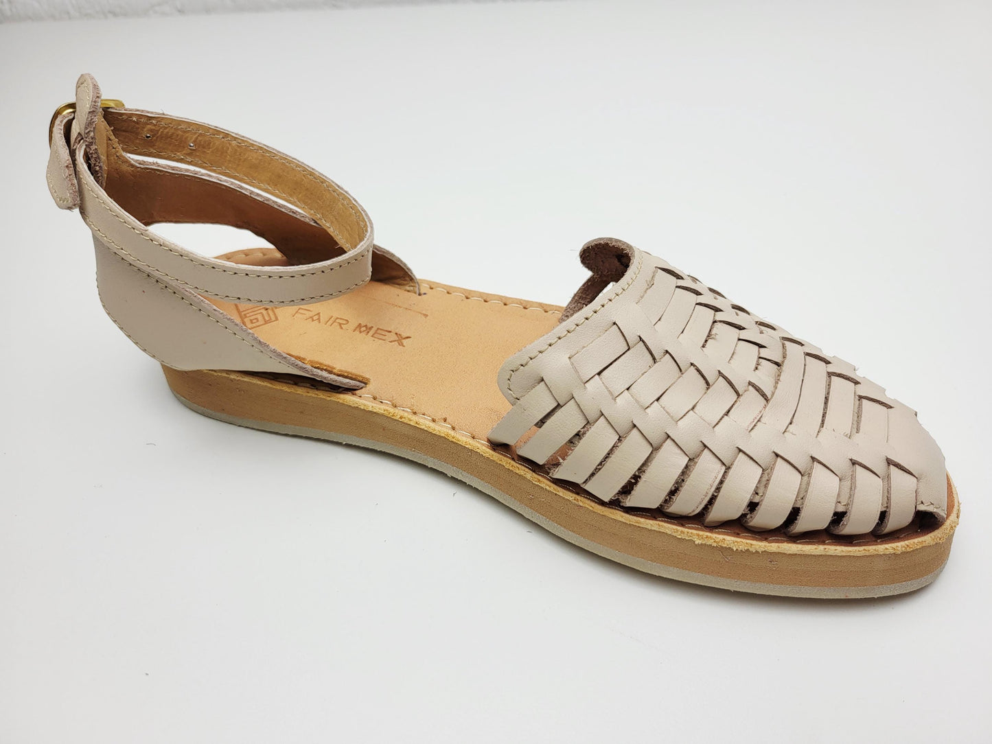 mexikanische Sandalen Damen, Damen Ledersandalen, Flache Sandalen mit geschlossener Spitze, Handgefertigte Damen Sandalen, Lederschuhe