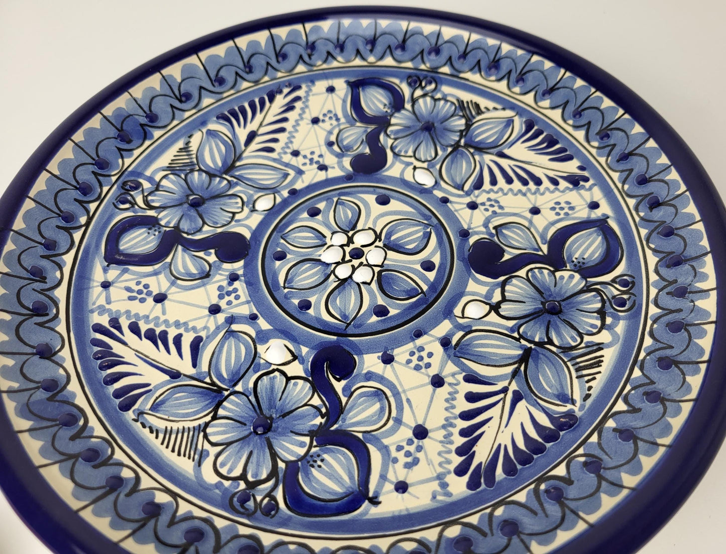 Mexikanisches Talavera Geschirrset Blau-Weiß – 6-teilig, Handgemalt | Teller, Schalen, Becher | Puebla Stil
