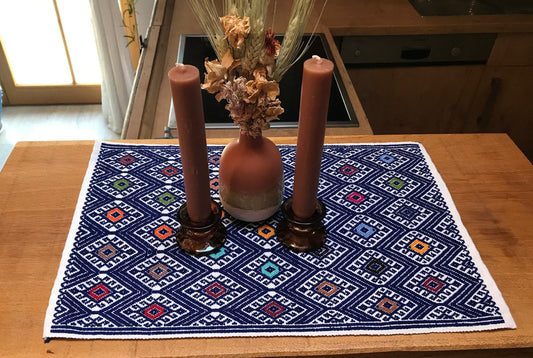 Mexikanischer handbestickter Teppich, Tischteppich, Wandbehang, Untersetzer