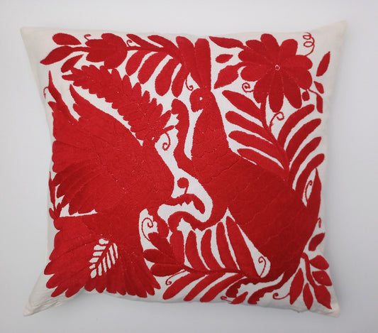 Mexican hand embroidered traditional pillowcase, Otomi pillowcase