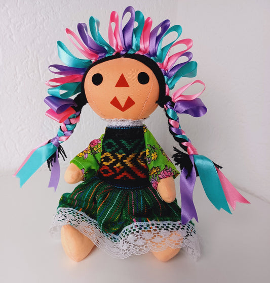 hangefertigte traditionelle mexikanische Puppe, Lele Puppe, Deko Puppe, bunte Puppe