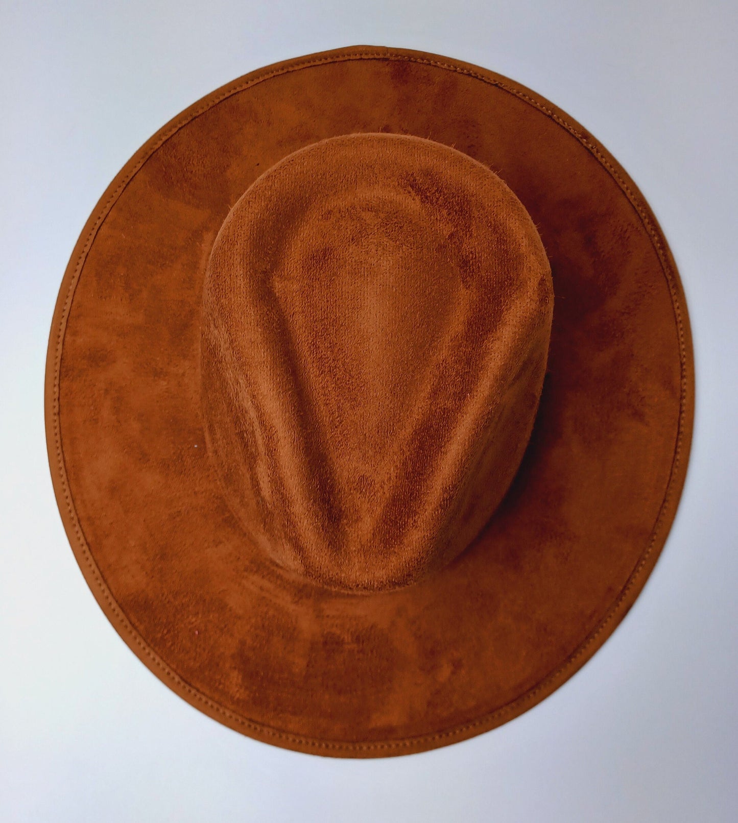 Fedora hat made of brown suede, handmade boho hat