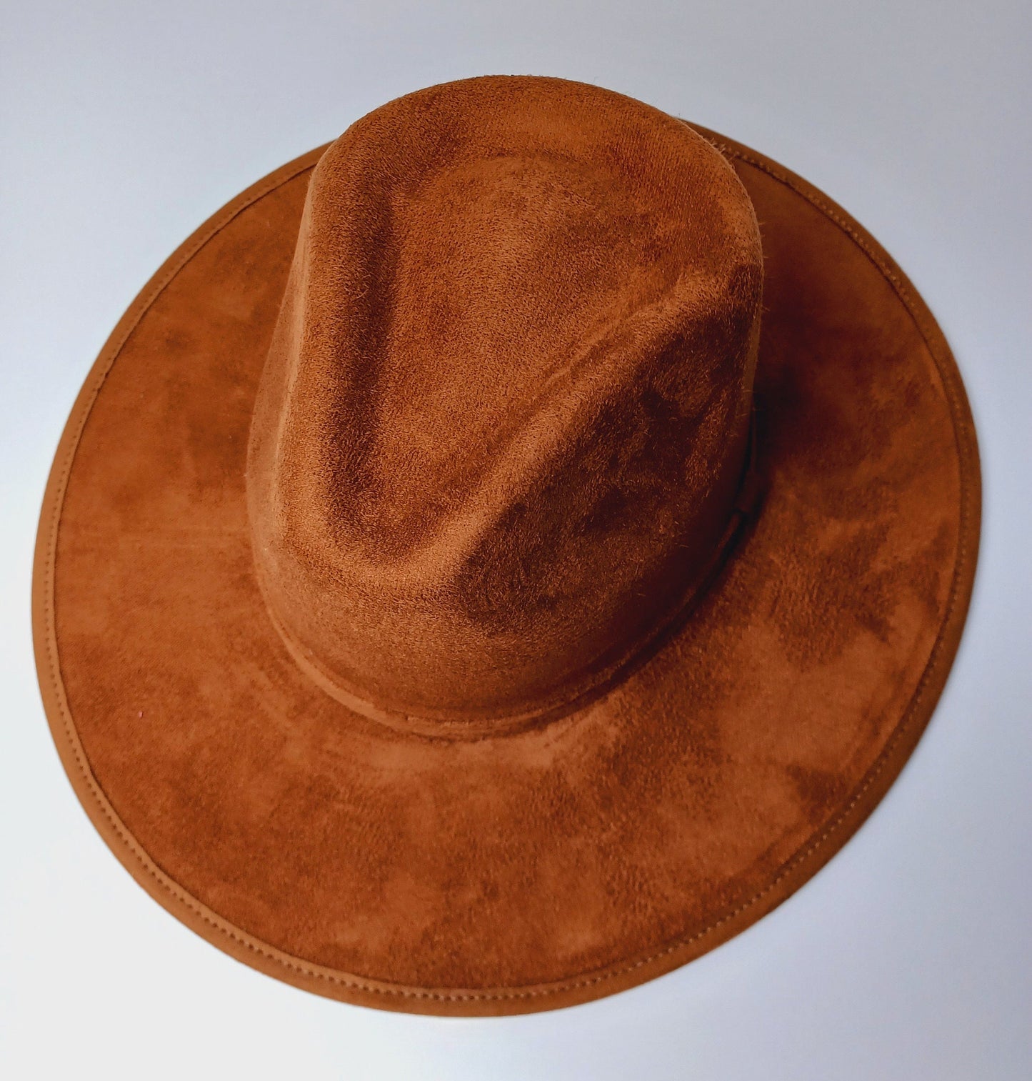 Fedora hat made of brown suede, handmade boho hat