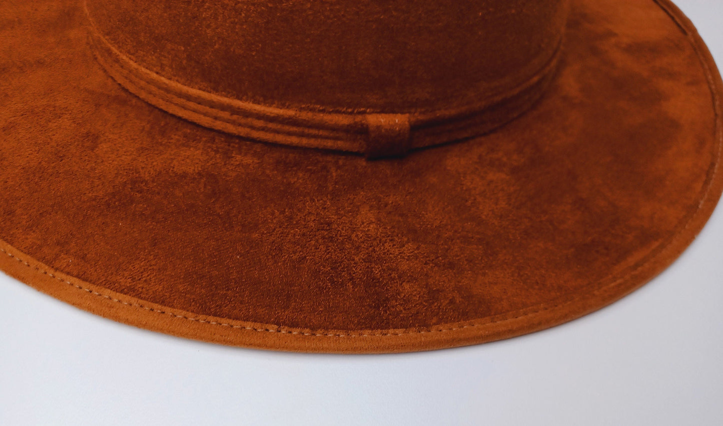 Fedora hat made of brown suede, handmade boho hat