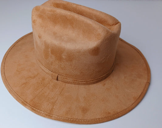 Toro hat, handmade hat in Mexico, boho hat, beige suede hat