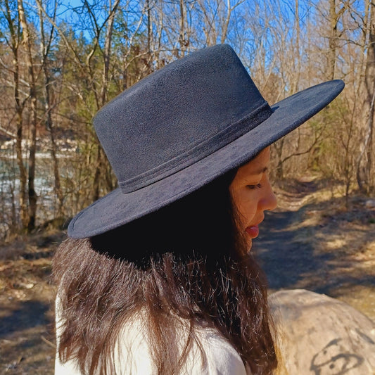 Boater hat with wide brim, boho hat, women's hat, men's hat