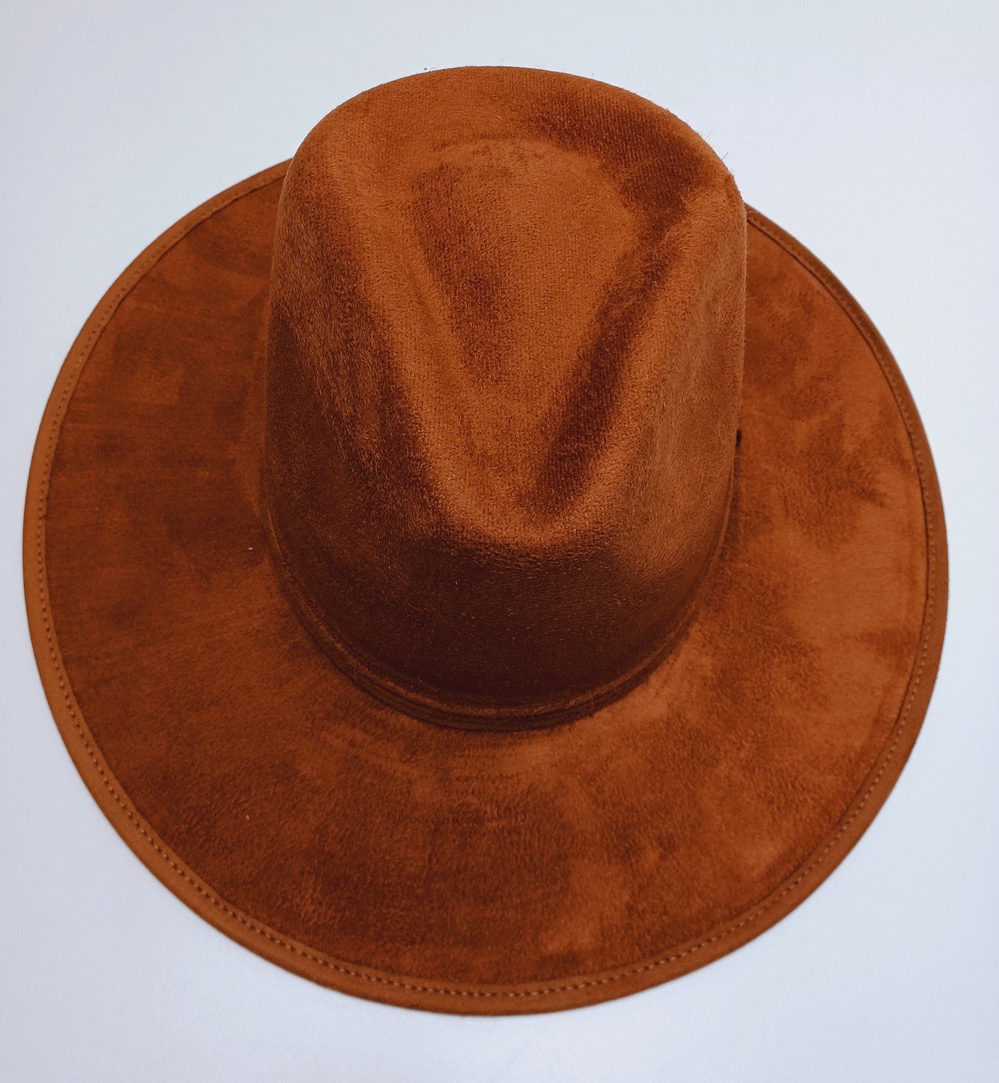 Fedora hat made of brown suede, handmade boho hat