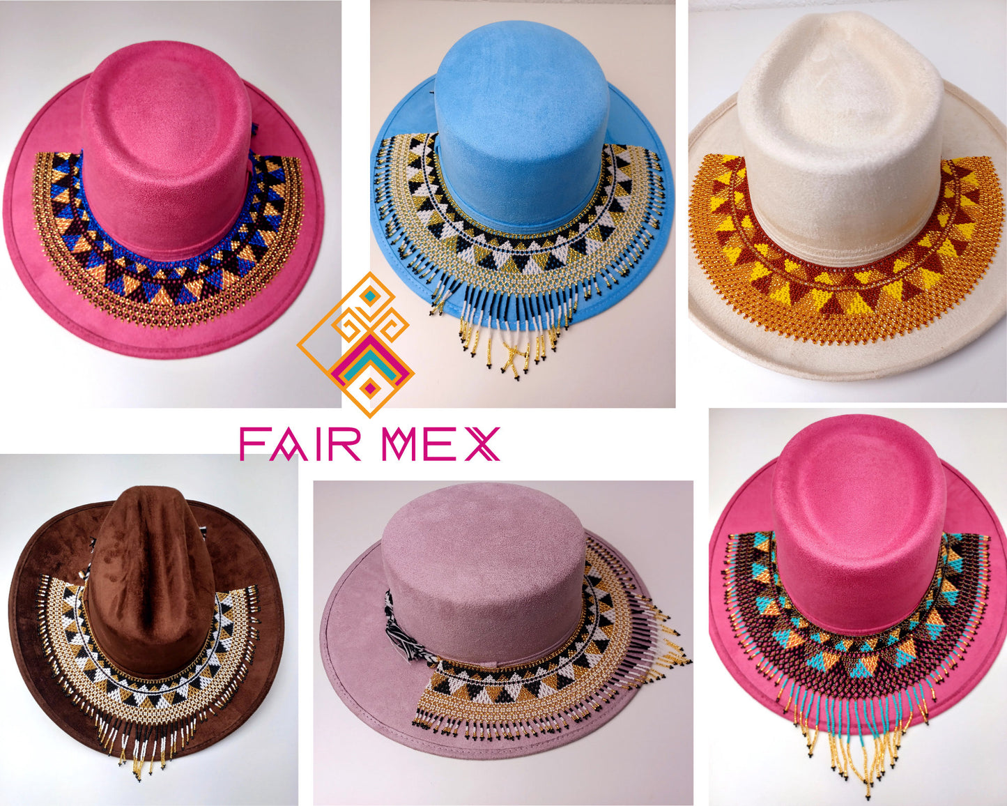 Chapeau Fedora, chapeau fait main du Mexique, chapeau Boho, chapeau en daim beige