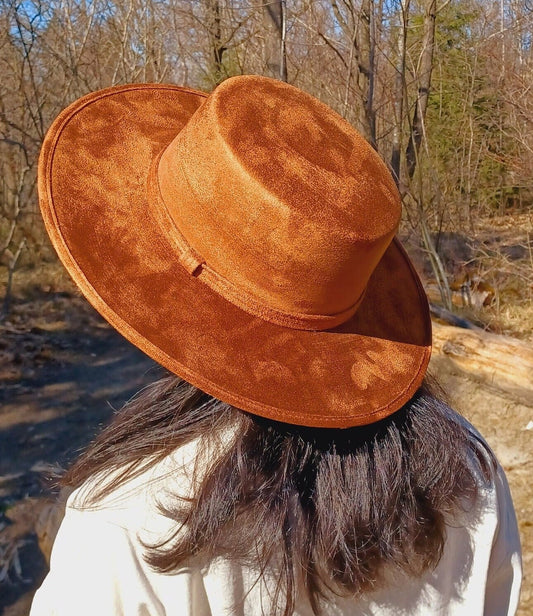 Boater hat with wide brim, boho hat