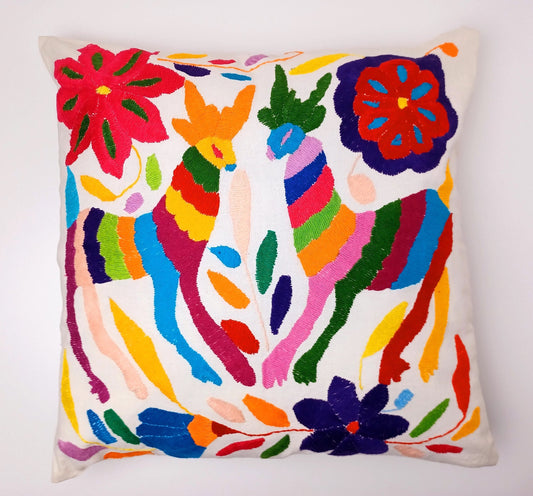 Otomi Kissenbezug, Made in Mexico, hangbestickter mexikanischer Kissenbezug