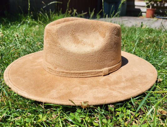 Fedora hat, handmade hat from Mexico, boho hat, ochre suede hat