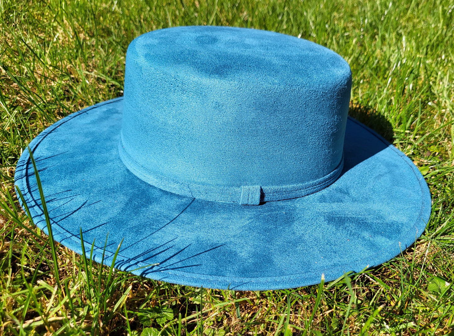 Chapeau canotier à large bord, chapeau bohème, chapeau femme, chapeau homme, chapeau bleu