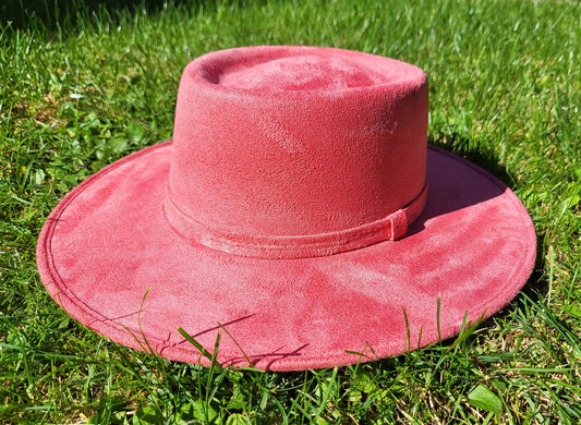 Boater hat, handmade hat from Mexico, boho hat, beige suede hat, cordobes hat