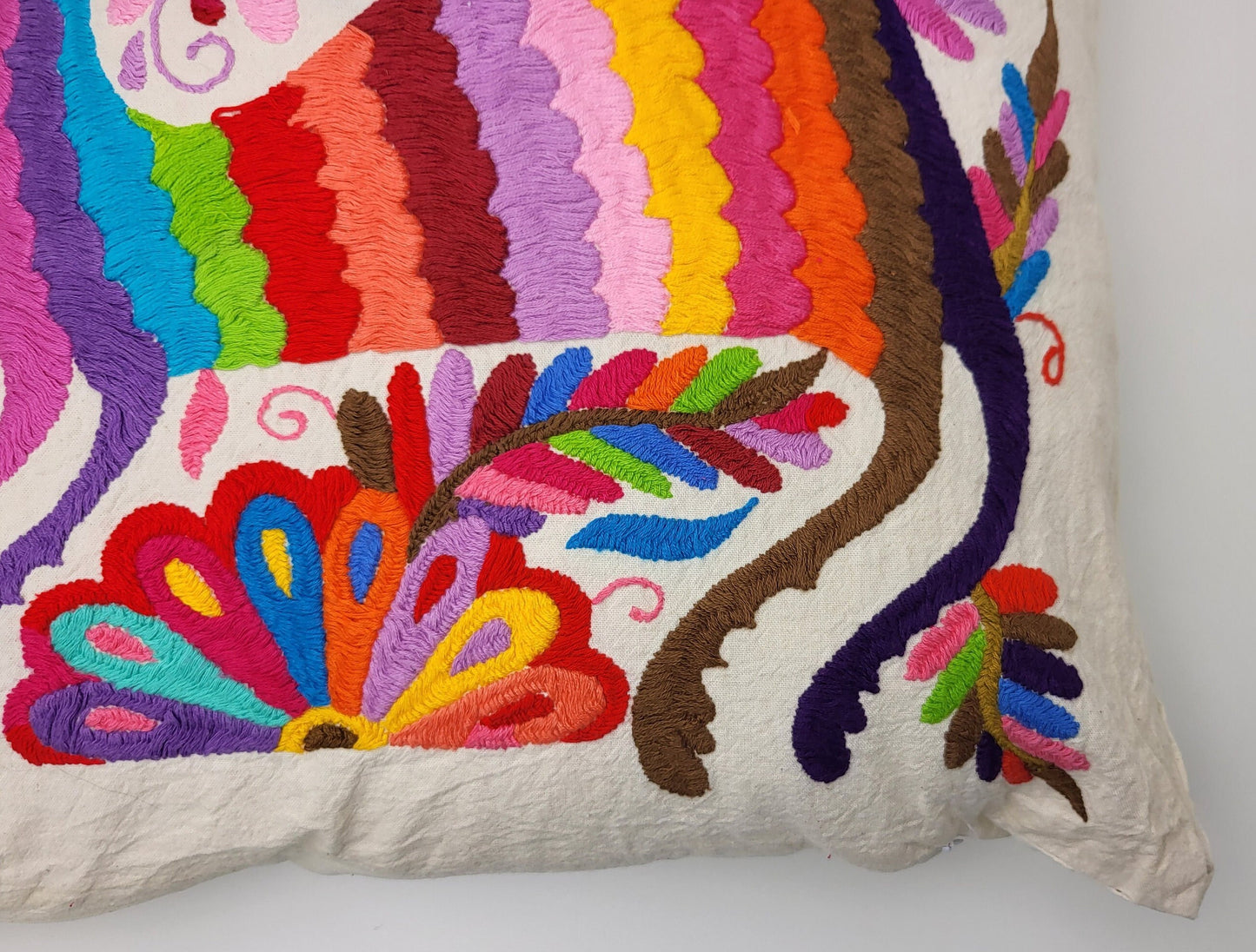 Otomi pillowcase, Made in Mexico, hand embroidered Mexican pillowcase