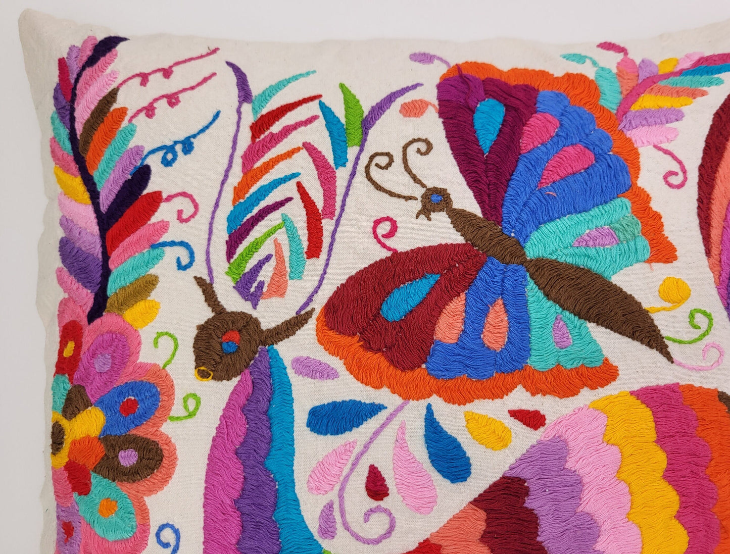 Otomi pillowcase, Made in Mexico, hand embroidered Mexican pillowcase