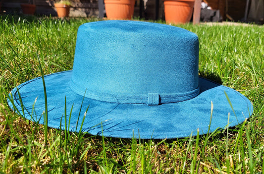 Boater hat with wide brim, boho hat, women's hat, men's hat, blue hat