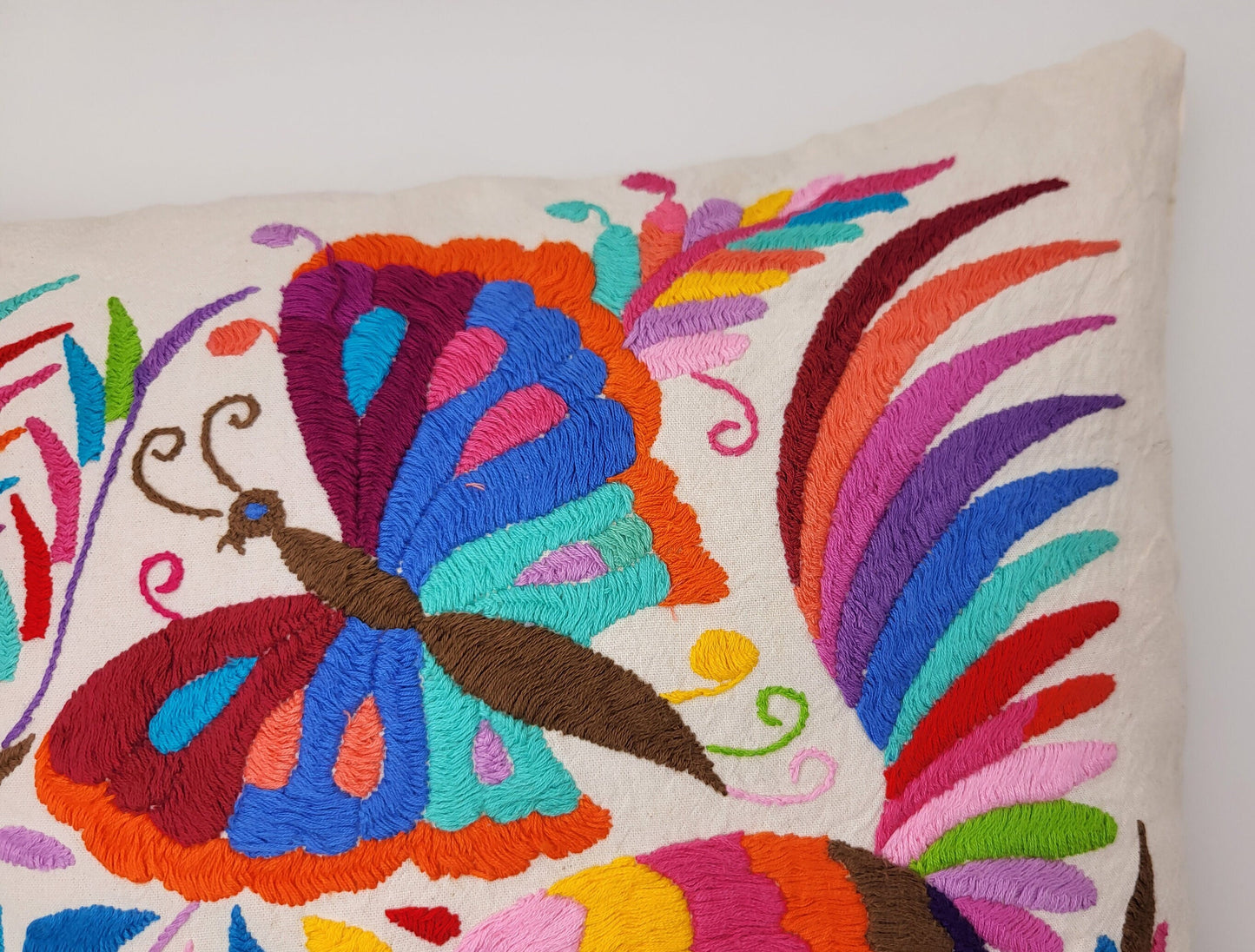 Otomi pillowcase, Made in Mexico, hand embroidered Mexican pillowcase