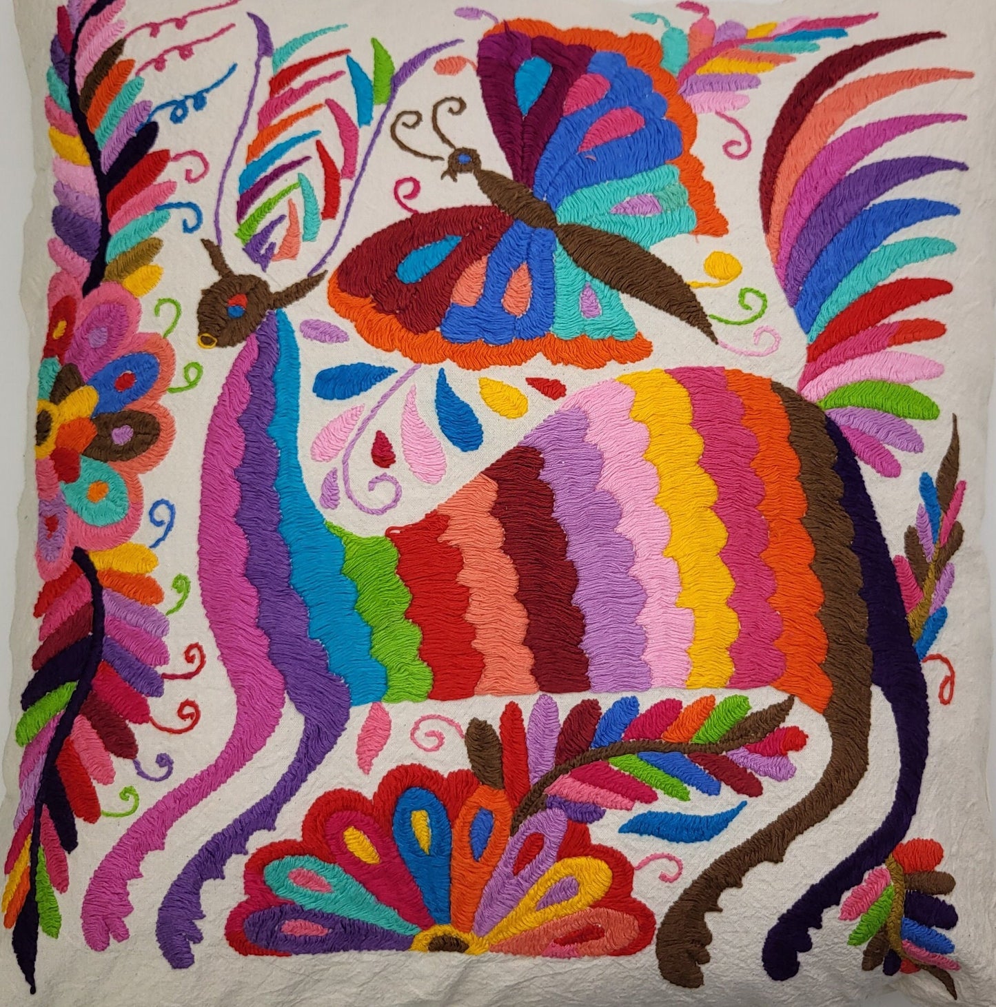 Otomi pillowcase, Made in Mexico, hand embroidered Mexican pillowcase