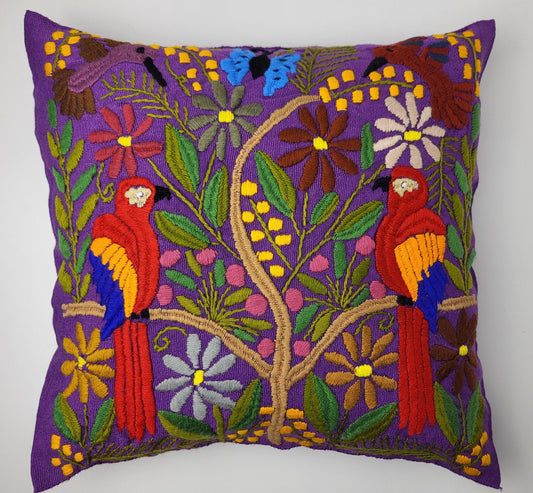 hand embroidered and woven cushion cover, cushion cover with animal pattern