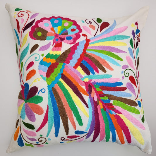 Mexican Otomi pillowcase, hand embroidered pillow