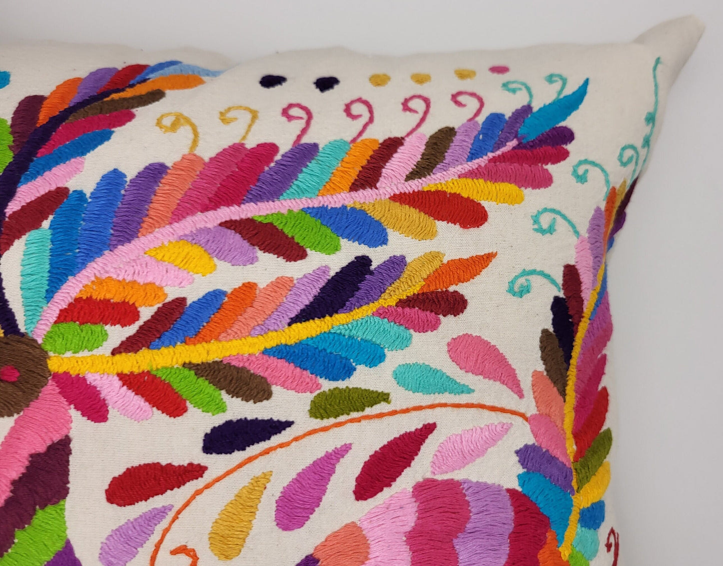 hand embroidered Mexican cushion cover, fair trade cushion