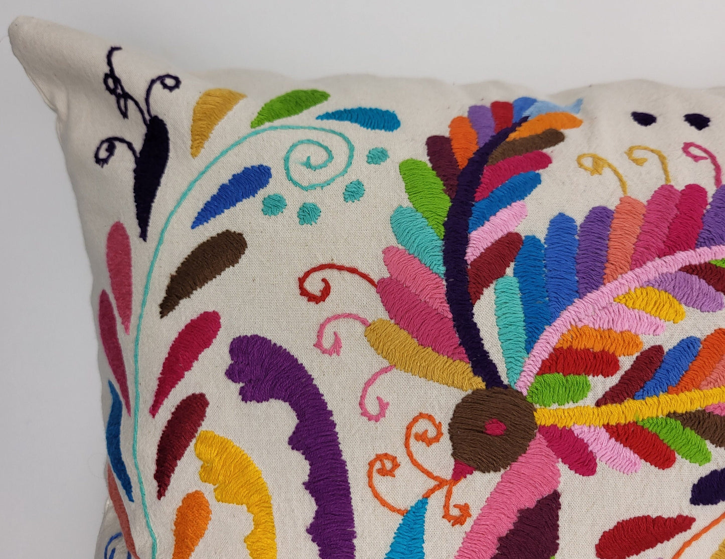 hand embroidered Mexican cushion cover, fair trade cushion