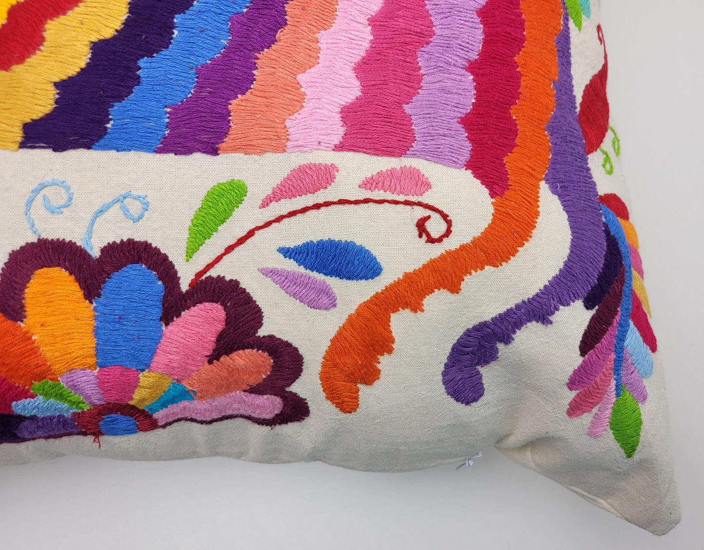 hand embroidered Mexican cushion cover, fair trade cushion