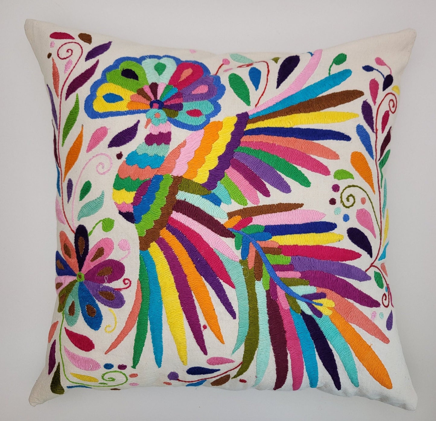 Otomi pillowcase, Made in Mexico, hand embroidered Mexican pillowcase