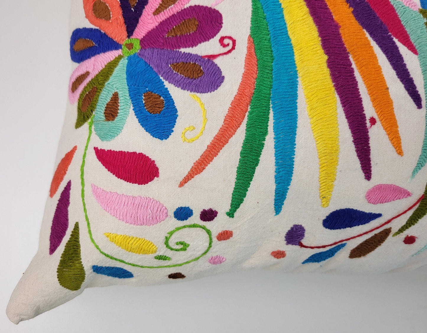 Otomi pillowcase, Made in Mexico, hand embroidered Mexican pillowcase