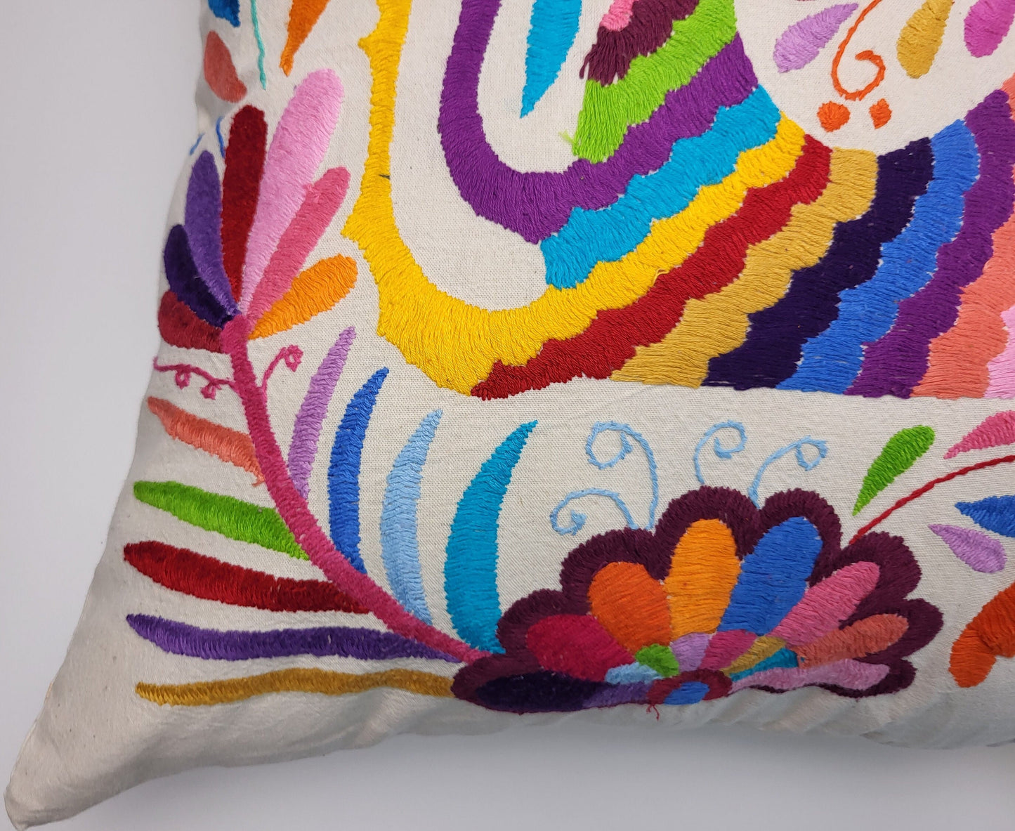 hand embroidered Mexican cushion cover, fair trade cushion