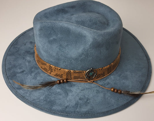 Fedora Hut mit Hutschmuck, handgemachter Hut aus Mexiko,  Hut mit Federn, Boho Hut