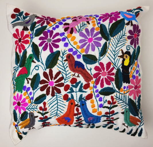 Mexican cushion cover, handmade in Mexico, bird pattern cushion