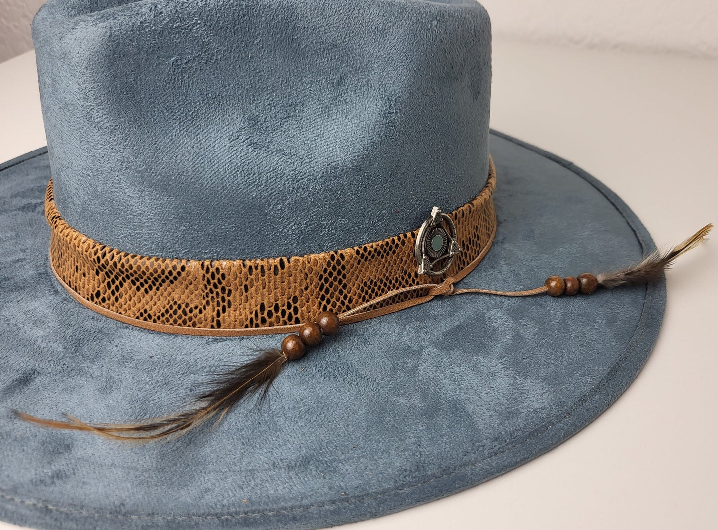 Fedora hat with hat decoration, handmade hat from Mexico, hat with feathers, boho hat