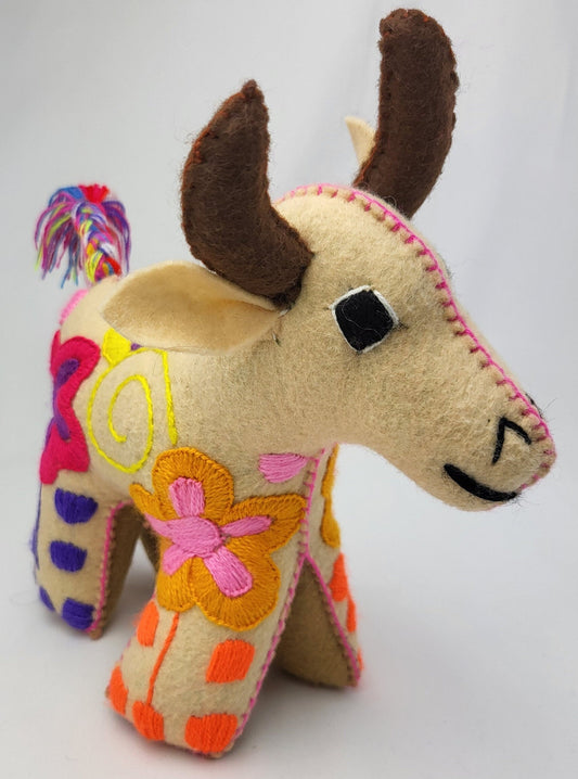 handmade stuffed toy bull, stuffed toy from Mexico