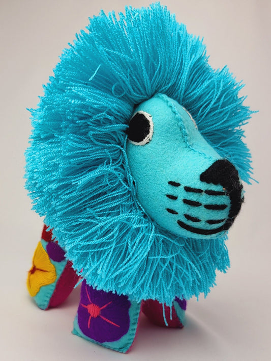 hand-embroidered lion, stuffed animal lion from Mexico