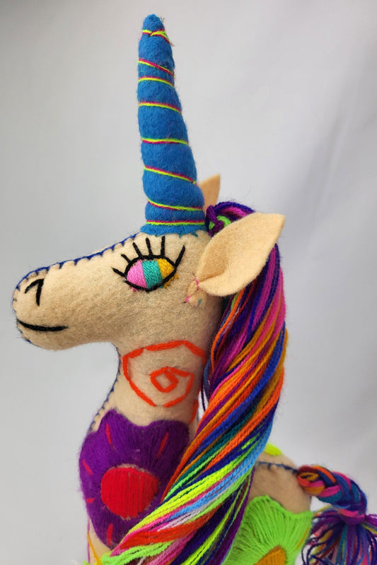 handmade stuffed toy unicorn, decorative stuffed toy from Mexico