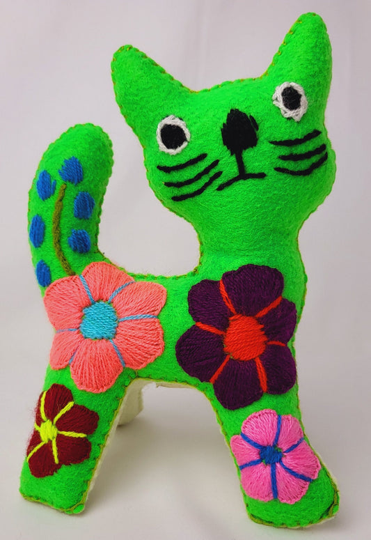 hand-embroidered little cat, stuffed toy from Mexico