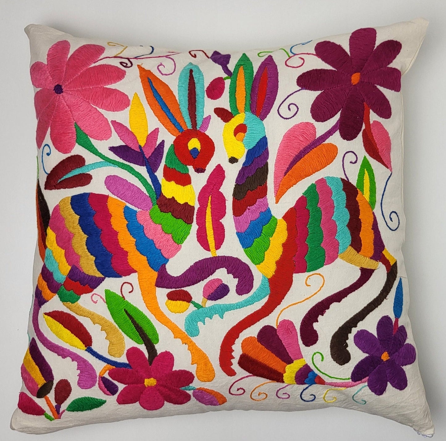 Mexikanischer handbestickter Kissenbezug, Otomi Kissenbezug, Mexiko Kissen, mexikanische Kissenhülle