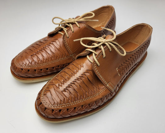 Sandales Huarache pour hommes, chaussures en cuir faites à la main au Mexique - Mocassins marron et naturels, chaussures à talons légères, Huaraches respirantes