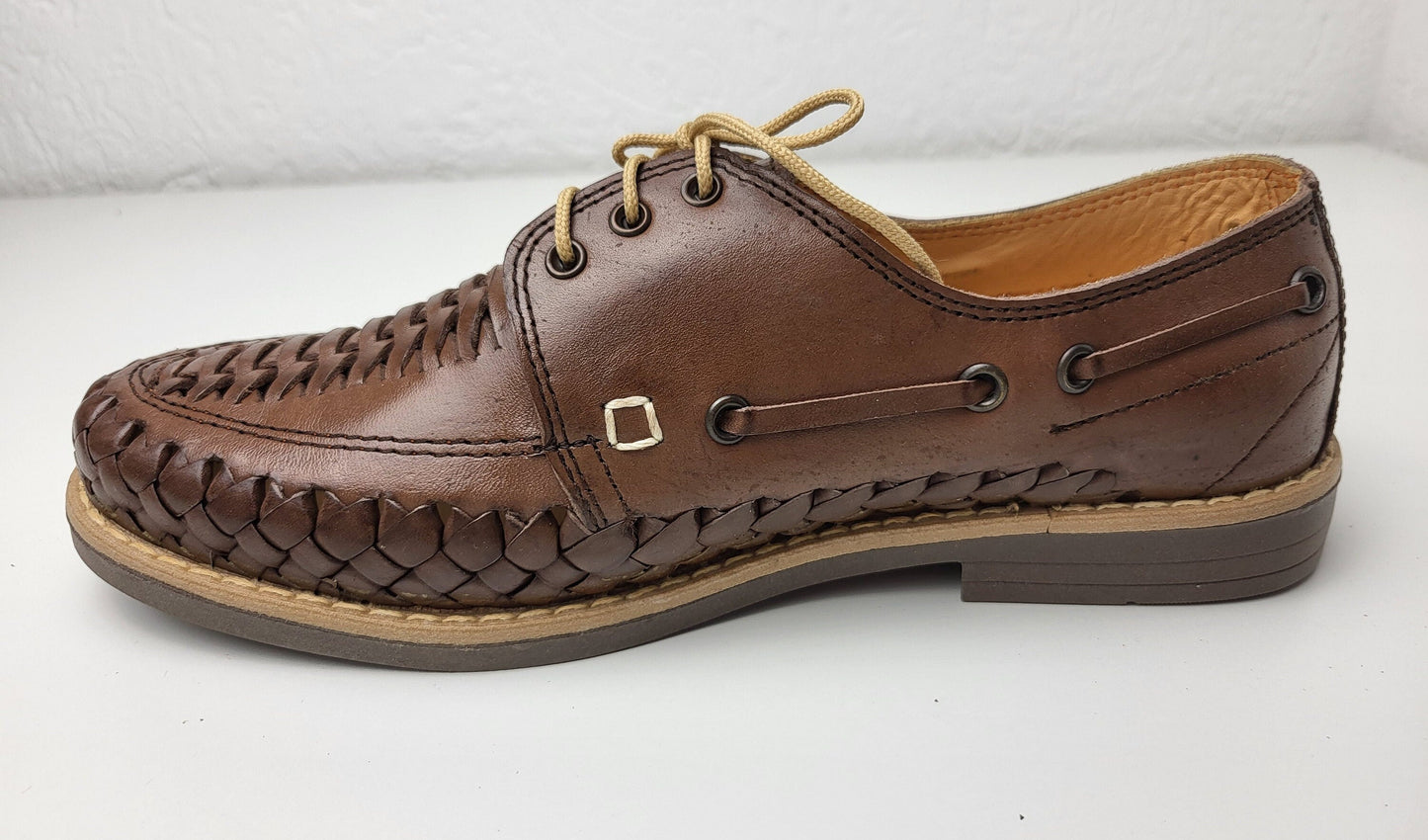 Huarache Sandalen Herren, Handgewebte Lederschuhe Made in Mexico - braune & Natürliche Loafers, Leichtabsatzschuhe, Atmungsaktive Huaraches