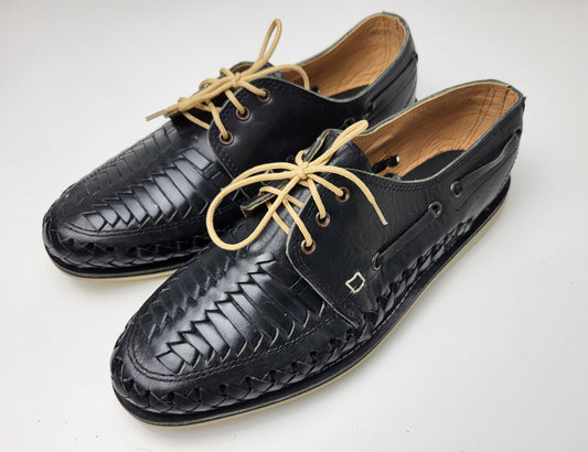 Huarache Sandals Men, Handwoven Leather Shoes Made in Mexico - Brown &amp; Natural Loafers, Lightweight Heeled Shoes, Breathable Huaraches