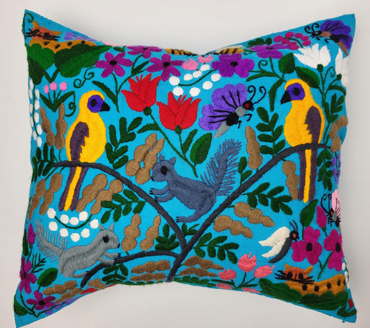 hand embroidered and woven cushion cover, cushion cover with animal pattern