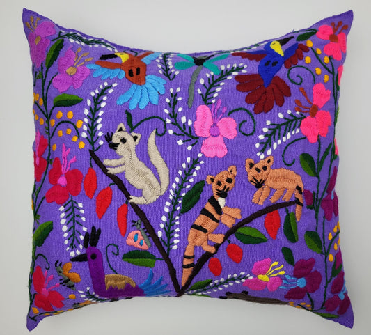 hand embroidered and woven cushion cover, cushion cover with animal pattern